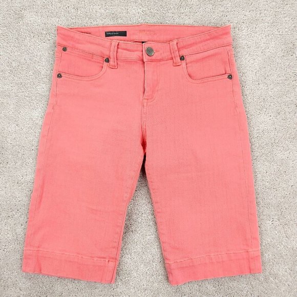 Kut From The Kloth Denim Shorts Women's 8 Pink Stretch Natalie Bermuda Mid Rise - Picture 1 of 11